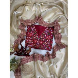 Sari traditionnel chinois de créateur avec des paillettes et des broderies en cordon - Product Image 6