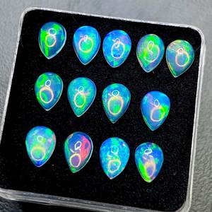 Lot de cabochons d'opale éthiopienne blanche en forme de poire, opale à reflets multiples, pierres précieuses de 6x4 mm à 8x10 mm pour bijoux - Product Image 6