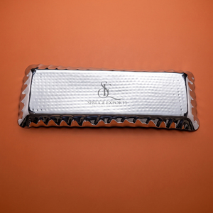 Premium Stainless Steel Platter Chocolate Tray Hand Hammered Texture Fluted Borders Luxury Catering & Hotel Buffet Tableware - Product Image 5