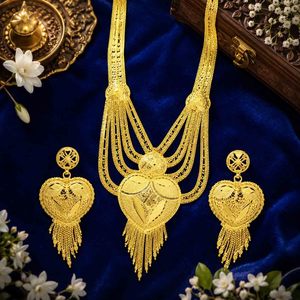 Wholesale 14K 18K 24K Micron <b>Gold</b> Heavy Turkish Heart Shape Bridal Long Jewelry <b>Set</b> Traditional Dubai Style Fashion Jewelry <b>Sets</b> - Product Image 2