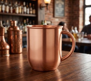 Taza Premium de Cobre para Moscow Mule, de Doble Pared y Forma de Barril, Acabado Pulido, Sin Marca, de Lujo - Product Image 1