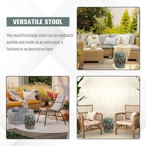 Sgabello da Giardino in Ceramica 14x17 Pollici, Design con Doppio Anello Intrecciato, Materiale Smaltato Resistente, Sedia Decorativa da Esterno per Casa - Product Image 5