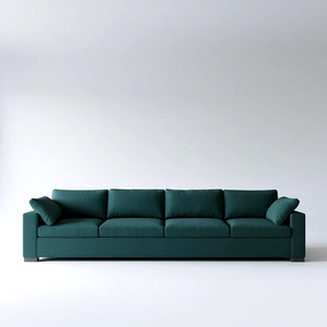 Sofá de Tela Moderno y Lujoso de 4 Plazas, Extra Largo, Tapizado en Gris Claro, con Asientos Profundos y Patas Bajas de Perfil Reducido - Product Image 6