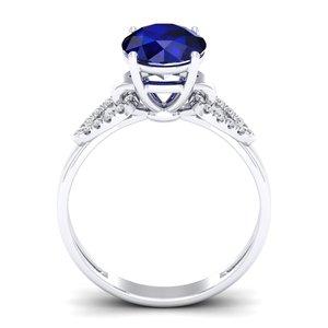 Anillo REYES de Plata de Ley 925 con Moissanita Certificada GRA, Corte Brillante Redondo, Gema de Zafiro Azul, Nueva Llegada - Product Image 2