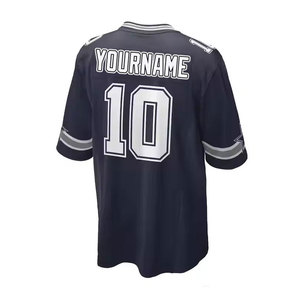 Maillot de football américain bleu foncé pour homme, col en V, numéro 10, impression sublimée, évacuation de l'humidité, manches courtes, coupe classique - Product Image 3