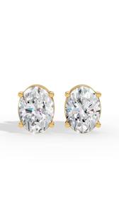 Luxury gold plated 925 <b>silver</b> oval cut solitaire stud <b>earrings</b> fine jewelry women elegant <b>wedding</b> party wear gift design - Product Image 2