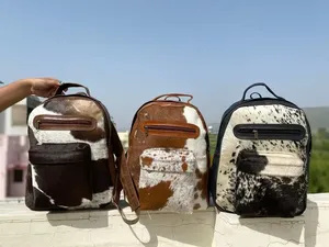 Genuine Cowhide Leather Hair On Backpack Laptop Travel Rucksack Vintage School Bag Durable Handmade OEM LHBP-0072 - Product Image 5