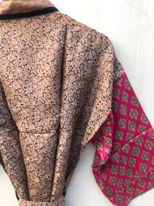 ชุดกิโมโนผ้าไหมแท้ 100% ดีไซน์เนอร์ ชุดลำลองสไตล์วินเทจ คอวี แขนยาว ชุดนอนสุดพิเศษ ชุดลำลอง ชุดคลุมบิกินี่ - Product Image 5