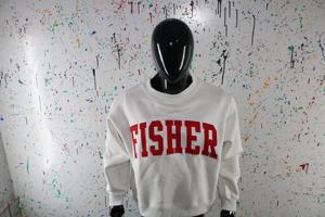 Sweat-shirt à col montant gris cendré FISHER, 100% coton, broderie appliquée rouge, col large, URBAN PRODUCTIONS - Product Image 3