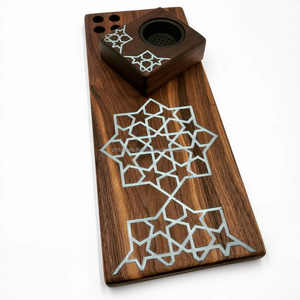 Mabkhara élégante pour les rituels de parfum d'intérieur, brûleur d'oud arabe avec finition époxy et base en bois - Product Image 3