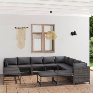 Set da giardino Gatten Lounge a 12 pezzi in rattan PE grigio e antracite, mobili da esterno - Product Image 3
