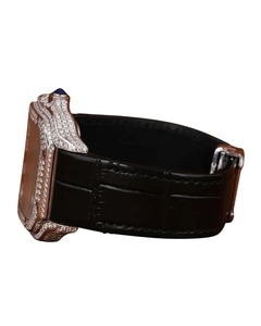 Montre pour homme sertie de moissanite taille ronde, en or blanc avec bracelet en cuir, cadran de luxe, style hip-hop, personnalisable - Product Image 2