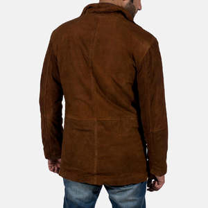 Sheriff Brown <b>Suede</b> <b>Jacket</b> <b>Men's</b> Winter with Embroidery Eco-Friendly & Quick Dry Features Stand Collar - Product Image 2