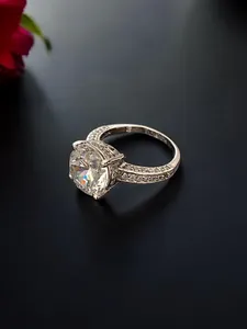 Bague en or 18 carats plaqué or avec diamant de laboratoire certifié IGI, taille brillant, diamant synthétique, bijoux de luxe pour femme, mariage, anniversaire - Product Image 2