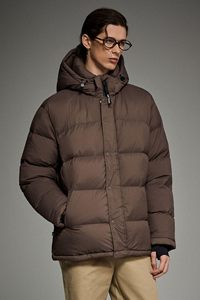 Veste matelassée en toile pour homme de qualité supérieure, chaude, rembourrée, protection hivernale, imperméable, coupe-vent, confortable, avec logo sur le devant - Product Image 3