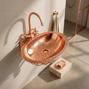 Évier en cuivre massif avec cuve profonde et design artisanal intemporel – Achetez directement auprès du fournisseur - Product Image 3
