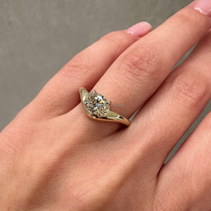 IGI/GIA Lab Grown Cut Diamond Vintage 14K Amarillo Boda/Anillo de compromiso Unisex Fine White Gold Anniversary Party-Worthy - Product Image 2