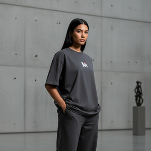 เสื้อยืดทรงบ็อกซี่รักษ์โลก ผ้าฝ้ายรีไซเคิล ทรงโอเวอร์ไซส์ ไหล่ตก สตรีทแวร์ แบรนด์สั่งทำได้ เสื้อเปล่าเรียบๆ เสื้อผ้าผู้ชาย - Product Image 6