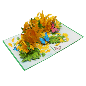 Tarjeta de Felicitación Floral Hecha a Mano con Diseño 3D de Flores Amarillas y Mariposas Coloridas, Regalo Natural Personalizado, Tendencia Actual, Viet-craft - Product Image 3