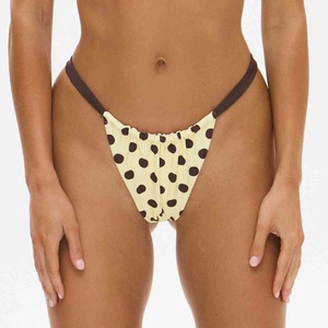 Conjunto de bikini sexy para mujer, traje de baño de dos piezas de color liso con tanga de malla y cintura alta, ropa de playa con aros, bikini para mujer - Product Image 5