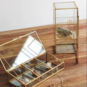 Handmade Metal And Glass Jewelry Box Organizer For Storing Rings Earrings Necklaces And <b>Decorative</b> Items - Product Image 1