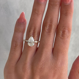2ct Pear cut EF-VS1 lab grown <b>diamond</b> <b>ring</b> 14kt gold elegant solitaire engagement <b>ring</b> with side stones fine jewelry for gift - Product Image 6
