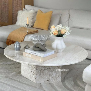 Table en travertin blanc <span class=keywords><strong>de</strong></span> style italien moderne Tostone, meubles contemporains pour le salon, fabriqués en pierre - Product Image 6