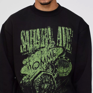 Wholesale Custom Logo Printed <b>Men</b> Sweatshirts Loose Fit O-Neck Oversize <b>Pullover</b> <b>Men</b> Basics Cotton Blended Sweatshirt - Product Image 5