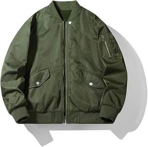 Men's Bomber Jackets Fall Winter Sherpa Fleece Reversible Zip Up Warm Vintage Windbreaker Jacket - Product Image 1