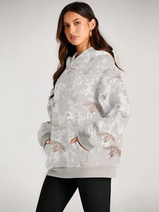Sweat-shirt à capuche oversize pour femme, en polaire uni, coupe décontractée, couleur unie, manches longues, pour l'automne - Product Image 3