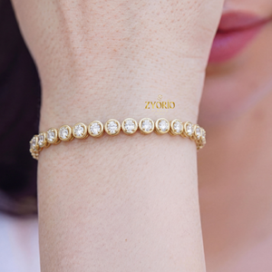 กำไลข้อมือเพชรเลี้ยงในห้องปฏิบัติการทรงโรสโกลด์ ประดับเพชรแบบเทนนิส เงินสเตอร์ลิง คลาสสิก หรูหรา เครื่องประดับชั้นดี สำหรับผู้หญิง ของขวัญงานแต่งงาน งานปาร์ตี้ - Product Image 6