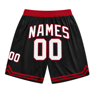 Shorts de basket-ball pour hommes, sportifs, noirs et rouges, en mesh sublimé, tissu respirant, haute qualité, entraînement, compétition, vêtements de sport - Product Image 2