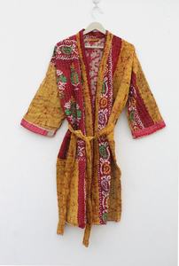 New Arrival Vintage Kantha Coat <b>Kimono</b> Jacket for Women Handmade Cotton <b>Long</b> Crafting Elegant Vintage Kantha Design - Product Image 4