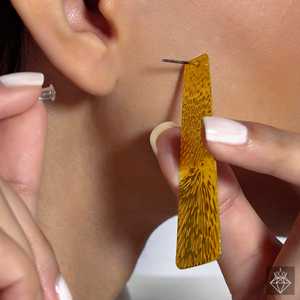 Prao ต่างหูแฟชั่นแบบห้อยสองชั้นรูปทรงเพรียวบางป้องกันการเสื่อมเสีย - Product Image 1