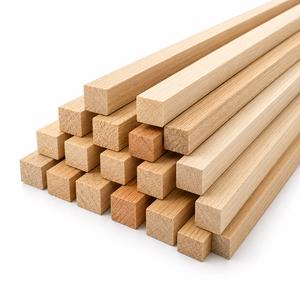 Solid Wood Square Dowel Rods 1x1 Inch 30 Inch Natural Polished DIY Crafts Supplies - Product Image 1