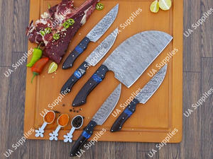 Juego de Cuchillos de Chef Profesionales de Acero de Damasco Hechos a Mano con Espiga Completa, para Deshuesar y Cortar Filetes, Ergonómicos, con Mango de Madera Wenge, para Barbacoa al Aire Libre - Product Image 5