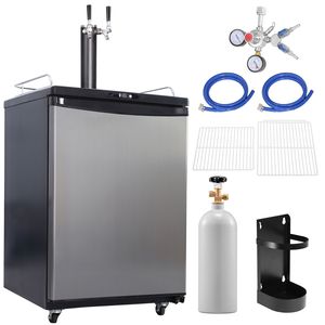 Dispenser Kegerator per Birra alla Spina a Doppio Rubinetto con Cilindro CO2, Vassoio Raccogligocce e Controllo Temperatura da 32F a 75.2F - Product Image 1