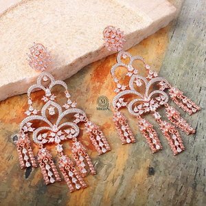 Molisha Designer Gold Plated Diamond Drop Earrings-Vintage Flower Chandbali for Party & Wedding - Product Image 4