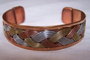 Copper Alloy Cuff <b>Bracelet</b> Multi Metal Braided Vintage Style Unisex Gift Jewelry Rose Gold Plated - Product Image 5