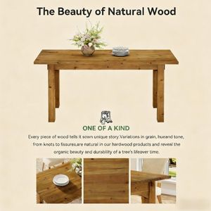 Tavolo da Pranzo in Legno Massello Rettangolare con Piano in Pietra Sinterizzata Effetto Marmo, Arredamento per Sala da Pranzo, Assemblato - Product Image 4