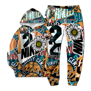 Conjunto Deportivo Unisex de 2 Piezas, 100% Algodón, Estampado, Secado Rápido, Transpirable, Ligero, Sudadera con Capucha y Pantalones Jogger a Juego - Product Image 5