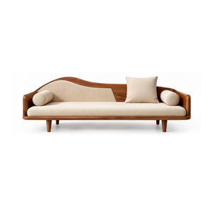Sofá Cama de Madera de Lujo Personalizado, Moderno y Tapizado, para Vestíbulo de Hotel, Villa, Resort, Apartamento, Muebles para Hostelería - Product Image 2