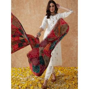 Magnifique ensemble haut-bas et dupatta pour soirée avec broderie, taille XL - Product Image 4