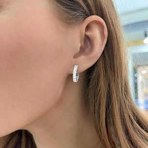 3Ct Emerald Cut Lab Grown Diamond Prong Set IGI Certified Women's <b>Hoop</b> <b>Earrings</b> 14K/18K <b>Solid</b> Gold Everyday Wear Classic Luxury - Product Image 4