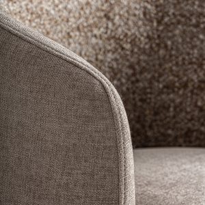 Fauteuil pivotant contemporain moderne en teck, design en forme de baril incurvé, double revêtement en tissu, confortable, mobilier de luxe pour hôtel - Product Image 5
