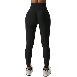 Custom Logo Mid Waist Elastic Waist Seamless Gym for <b>Booty</b> Lifting Workout Activewear Women Tights Yoga Leggings Simple - Product Image 5