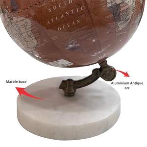 Globo terráqueo clásico marrón multicolor con base de mármol blanco, elegante decoración para el hogar y la mesa de estudio. - Product Image 5