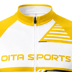 Golden Yellow White Custom <b>Cycling</b> Jersey <b>Shorts</b> Set <b>Short</b> Sleeve Full Zip Breathable <b>Padded</b> Bike Uniform Racing Training Sports - Product Image 3