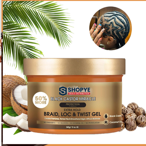 Candy Memory 340g Crème Coiffante Tressage Fixation Forte pour le Contrôle des Bords et des Frisottis des Cheveux Tressés/Locs/Twists et Huile de Ricin Noire - Product Image 2