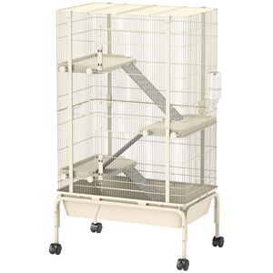 Gabbia per Piccoli Animali da 47 Pollici, 4 Livelli, Grande Gabbia in Metallo con Ruote per Furetti, Vassoio Profondo 5,9 Pollici, Rampe, Bottiglia d'Acqua, Ciotola per Cibo, Beige - Product Image 1